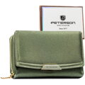 Portfel damski ze skóry ekologicznej w zielonym kolorze wyposażony w system RFID - Peterson