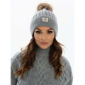 Dámska teplá čiapka v sivej farbe s brmbolcom – Peterson