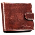 Brązowy portfel męski ze skóry ekologicznej zapinany na zatrzask - 4U Cavaldi