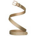 Béžový úzky dámsky opasok z ekologickej kože so zlatou prackou