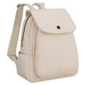 Beżowy plecak damski mały ze skóry ekologicznej miejski z klapką elegancki - Peterson