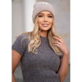 Béžová dámska čiapka Beanie z angory a akrylu v univerzálnej veľkosti