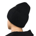 Zimowa czapka damska beanie w czarnym kolorze - Peterson
