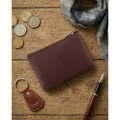 Ciemnobrązowe etui na klucze ze skóry naturalnej z zewnętrzną kieszenią na zatrzask