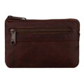 Skórzane etui na klucze w ciemnobrązowym kolorze zamykane suwakiem