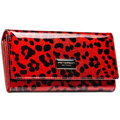 Veľká červená dámska peňaženka so zvieracím vzorom a RFID ochranou