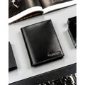 Duży, czarny portfel męski ze skóry naturalnej z systemem RFID bez zapięcia zewnętrznego - 4U Cavaldi