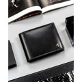 Duży, skórzany portfel męski w czarnym kolorze z systemem RFID - Loren