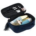 Tmavomodrá dámska kozmetická taštička so štyrmi priehradkami