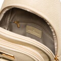 Módna a funkčná béžová dámska kapsička crossbody z eko kože