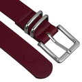 Dámsky opasok z ekologickej kože v bordovej farbe so striebornou prackou