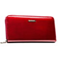 Dámska červená peňaženka typu peračník na zips z prírodnej kože a eko-kože Rovicky
