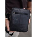 Čierna pánska kožená crossbody taška Peterson + puzdro na kľúče