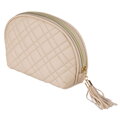 Kosmetyczka z materiału syntetycznego w beżowym kolorze, jednokomorowa zamykana suwakiem - Peterson