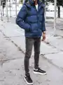 Zimná tmavo-modrá bunda s kapucňou