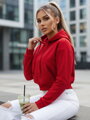 Dámska mikina TRENDHOOD – červená, s kapucňou a klokankou BY1312