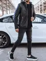 Čierna pánska koženka s kapucňou