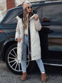 Dámska prechodná bunda ELEGANTI dlhá s kapucňou, bielo-šedá Dstreet TY4657