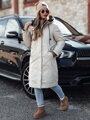 Dámska prechodná bunda ELEGANTI dlhá s kapucňou, bielo-šedá Dstreet TY4657