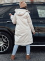 Dámska prechodná bunda ELEGANTI dlhá s kapucňou, bielo-šedá Dstreet TY4657