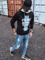 Pánska čierna mikina s trendy potlačou