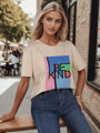 T-shirt damski KINDBE brzoskwiniowy Dstreet RY2615