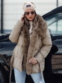 FURSOFT dámska zimná bunda, prešívaná, s kapucňou, béžová Dstreet TY4668