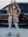 FROSTYFIT prešívaná dámska zimná bunda s kapucňou, tmavo béžová Dstreet TY4678