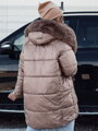 FROSTYFIT prešívaná dámska zimná bunda s kapucňou, tmavo béžová Dstreet TY4678