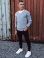 Pánsky svetlosivý sveter s výstrihom do V Dstreet WX2201