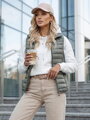 Zelená dámska prešívaná vesta so stojačikom STYLISHZ TY4448