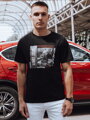 Pánske tričko s potlačou čiernej farby Dstreet RX5464