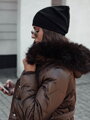 STYLOWQ dámska dlhá prešívaná bunda s kožušinkou, kávová Dstreet TY4630