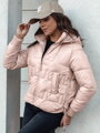 FASHWARM dámska krátka prešívaná bunda s kapucňou, ružová Dstreet TY4641