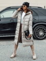 VELVETTI dámska dlhá prešívaná bunda s kapucňou, obojstranná, béžová Dstreet TY4653
