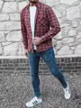 Pohodlná bordová kockovaná košeľa skl.14