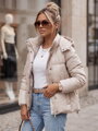 Béžová dámska bunda z ekokože COLLAR TY3763