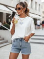 T-shirt damski HELLO ecru Dstreet RY2545