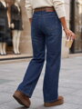 Dámske široké rifle wide leg s opaskom – modrá