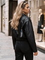 Dámska koženková bunda s asymetrickým zipsom Dstreet čierna TY6031