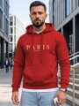 Pánska mikina s nápisom PARIS a kapucňou Dstreet červená NX5147BX