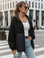 Čierna prechodná dámska bunda s kapucňou a oversize strihu TY5594