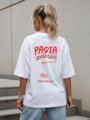 Dámske bavlnené oversize tričko PASTA LOVER CLUB biele – Dstreet NX9505RY