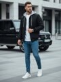 Pánska bunda Bomber s kapucňou, čierna Dstreet TX5021