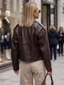 Hnedá dámska ramoneska z ekokože TY5920