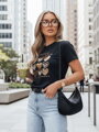T-shirt damski w serca LOVETIK czarny Dstreet RY2734