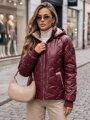 Bordová prešívaná prechodná dámska bunda s odnímateľnou kapucňou Dstreet TY5777