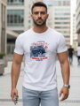 Herren T-Shirt mit Totenkopf und Blumendruck NX079R