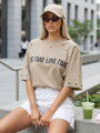 T-shirt damski z nadrukiem BONGANIR beżowy Dstreet RY2635