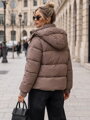 Béžová krátka zimná dámska bunda s prešívaním a kapucňou Dstreet TY5748